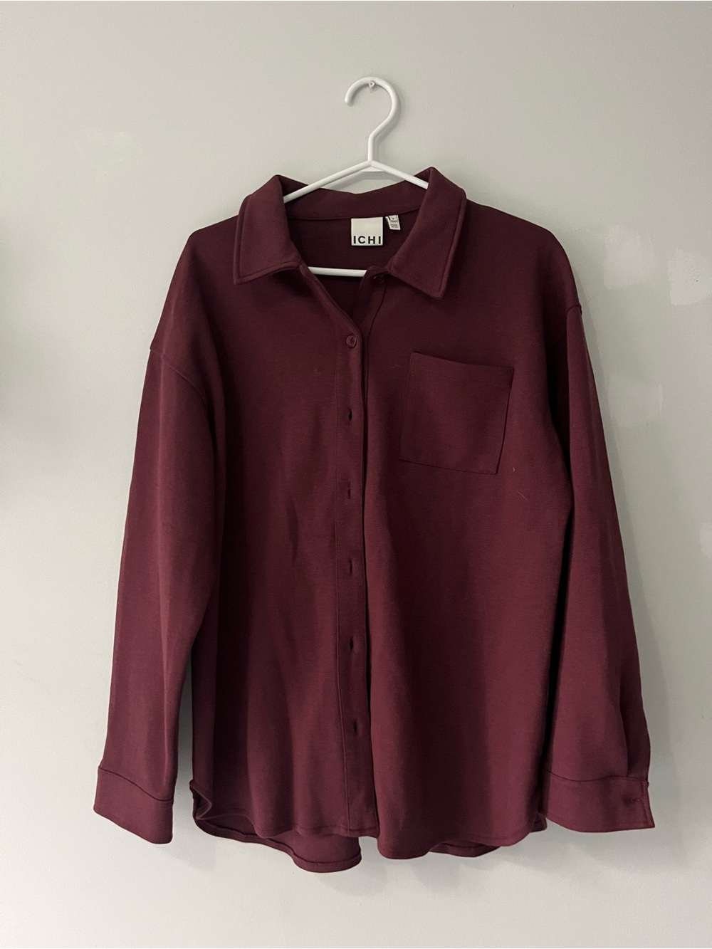 ICHI Women's Burgundy shacket Button-Up Shirt Jacket